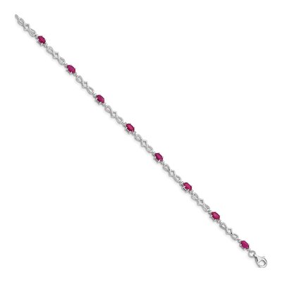 Sterling Silver Composite Ruby & Diamond Bracelet – view 2
