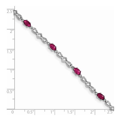 Sterling Silver Composite Ruby & Diamond Bracelet – view 4