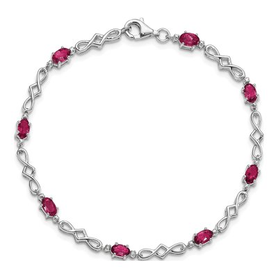 Sterling Silver Composite Ruby & Diamond Bracelet – view 5