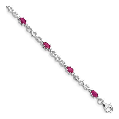 Sterling Silver Composite Ruby & Diamond Bracelet