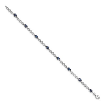 Sterling Silver Sapphire & Diamond Bracelet – view 2