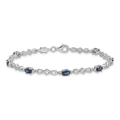 Sterling Silver Sapphire & Diamond Bracelet – view 4