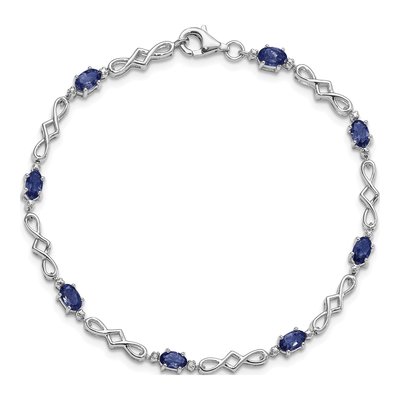 Sterling Silver Sapphire & Diamond Bracelet – view 5