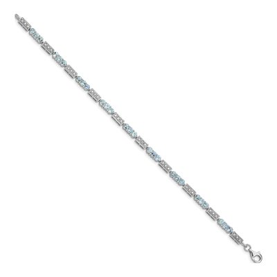 Sterling Silver Aquamarine & Diamond Bracelet – view 2
