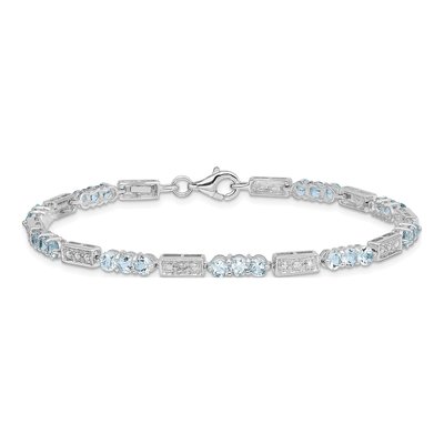 Sterling Silver Aquamarine & Diamond Bracelet – view 3