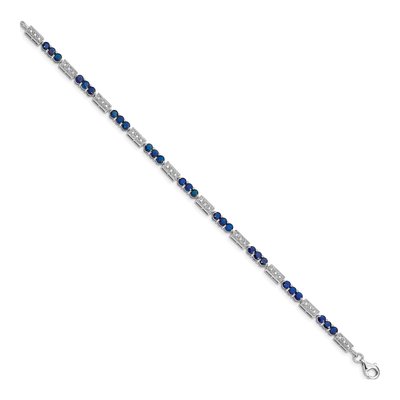 Sterling Silver Sapphire & Diamond Bracelet – view 2