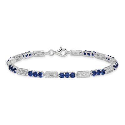 Sterling Silver Sapphire & Diamond Bracelet – view 3