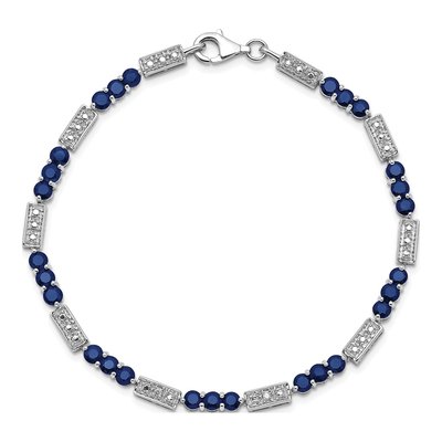 Sterling Silver Sapphire & Diamond Bracelet – view 5