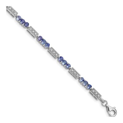 Sterling Silver Tanzanite & Diamond Bracelet