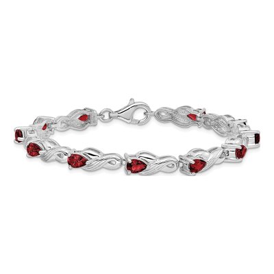 Sterling Silver Garnet Bracelet – view 3