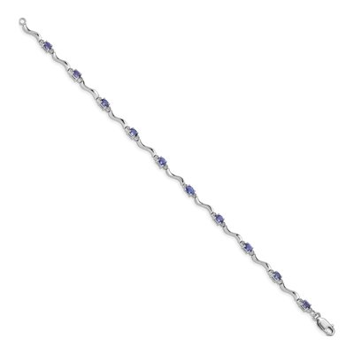 Sterling Silver 1/15 ct tw Tanzanite & Diamond Bracelet – view 2