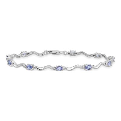 Sterling Silver 1/15 ct tw Tanzanite & Diamond Bracelet – view 3