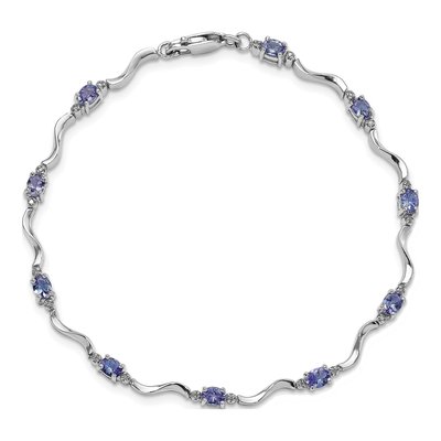 Sterling Silver 1/15 ct tw Tanzanite & Diamond Bracelet – view 5