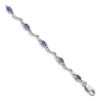 Sterling Silver 1/15 ct tw Tanzanite & Diamond Bracelet