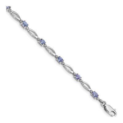 Sterling Silver 1/15 ct tw Tanzanite & Diamond Bracelet