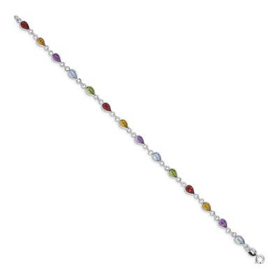 Sterling Silver Amethyst & Swiss Blue Topaz Rainbow Bracelet – view 3