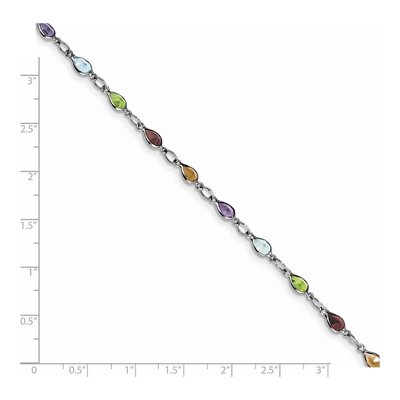 Sterling Silver Amethyst & Swiss Blue Topaz Rainbow Bracelet – view 4