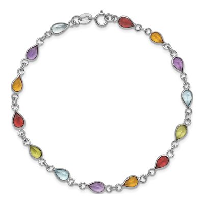 Sterling Silver Amethyst & Swiss Blue Topaz Rainbow Bracelet – view 5