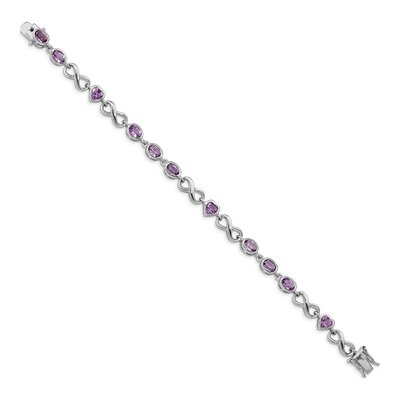 Sterling Silver Amethyst Heart Bracelet – view 3