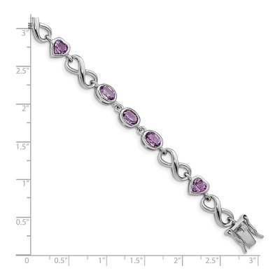 Sterling Silver Amethyst Heart Bracelet – view 4
