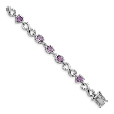 Sterling Silver Amethyst Heart Bracelet