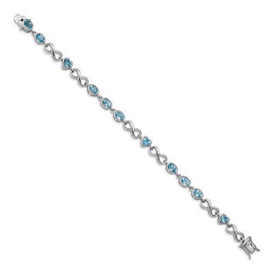 Sterling Silver Swiss Blue Topaz Heart Link Bracelet – view 2