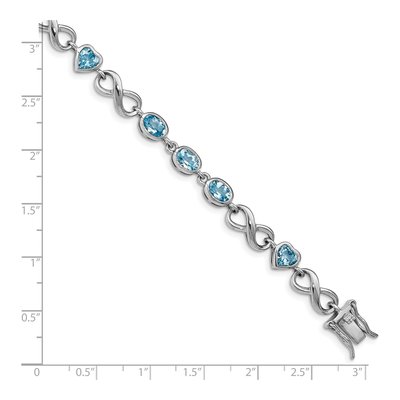 Sterling Silver Swiss Blue Topaz Heart Link Bracelet – view 3
