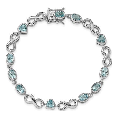 Sterling Silver Swiss Blue Topaz Heart Link Bracelet – view 4