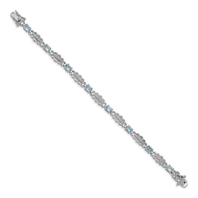 Sterling Silver Aquamarine & Diamond Bracelet – view 2