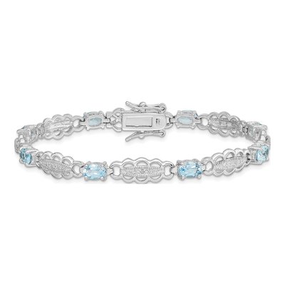 Sterling Silver Aquamarine & Diamond Bracelet – view 3