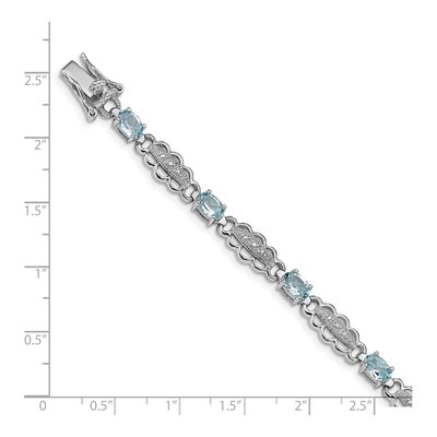 Sterling Silver Aquamarine & Diamond Bracelet – view 4