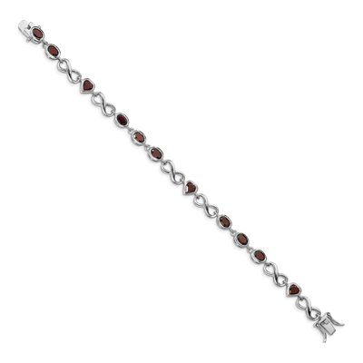 Sterling Silver Garnet Heart Bracelet – view 3