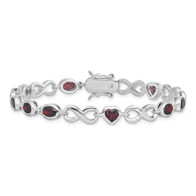 Sterling Silver Garnet Heart Bracelet – view 4