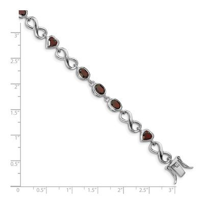 Sterling Silver Garnet Heart Bracelet – view 5