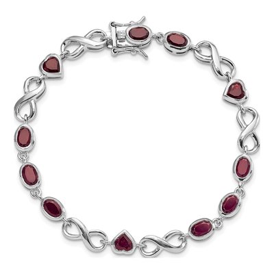 Sterling Silver Garnet Heart Bracelet – view 6