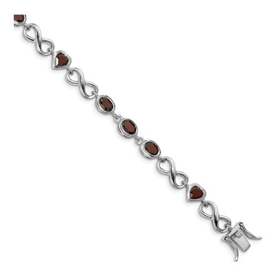 Sterling Silver Garnet Heart Bracelet