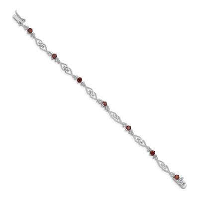 Sterling Silver Garnet & Diamond Bracelet – view 2
