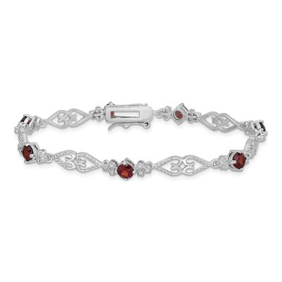 Sterling Silver Garnet & Diamond Bracelet – view 3
