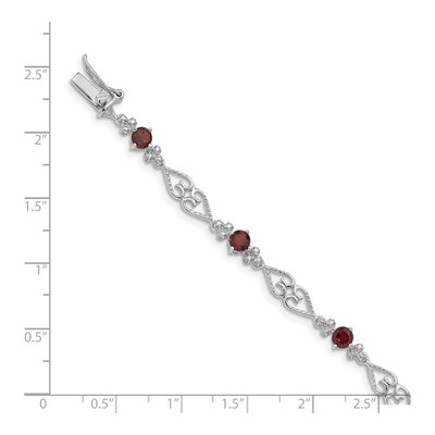 Sterling Silver Garnet & Diamond Bracelet – view 4