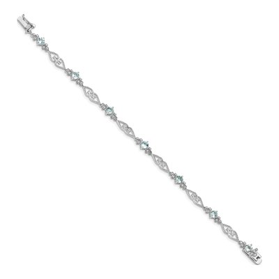 Sterling Silver Aquamarine & Diamond Bracelet – view 3