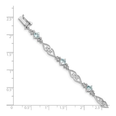 Sterling Silver Aquamarine & Diamond Bracelet – view 5