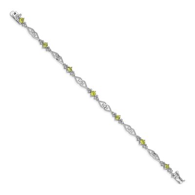 Sterling Silver Peridot & Diamond Bracelet – view 3