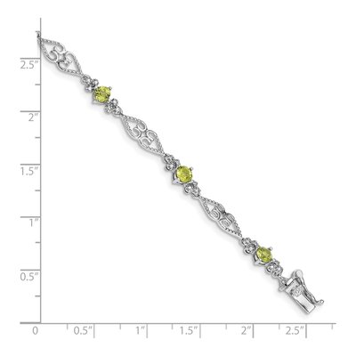 Sterling Silver Peridot & Diamond Bracelet – view 4
