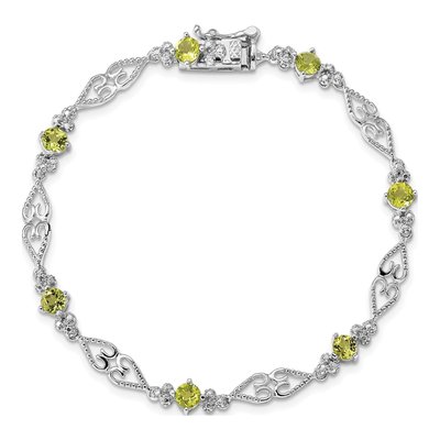 Sterling Silver Peridot & Diamond Bracelet – view 5