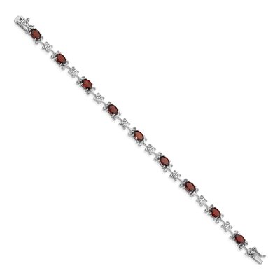 Sterling Silver Garnet Oval Bracelet – view 2