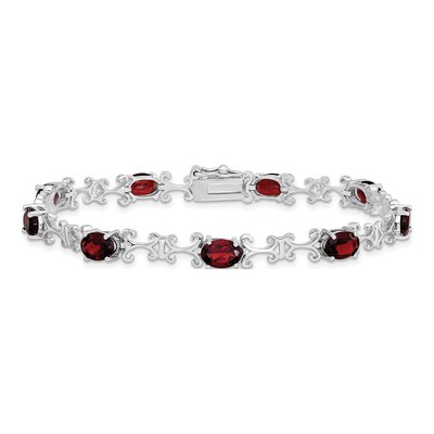 Sterling Silver Garnet Oval Bracelet – view 3