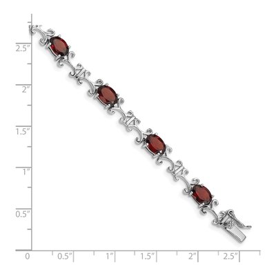 Sterling Silver Garnet Oval Bracelet – view 4