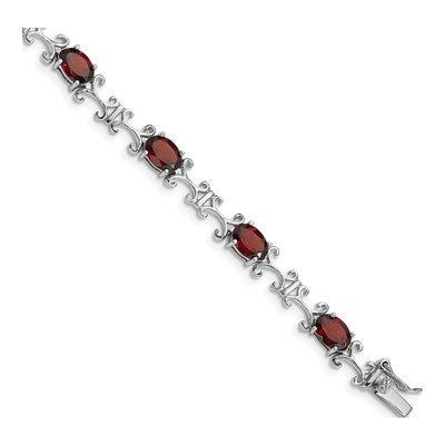 Sterling Silver Garnet Oval Bracelet