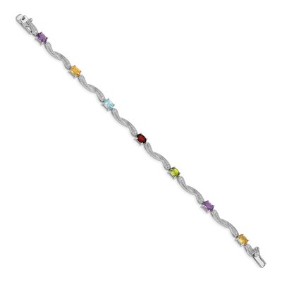 Sterling Silver Amethyst & Swiss Blue Topaz Multi-Colored Bracelet – view 2