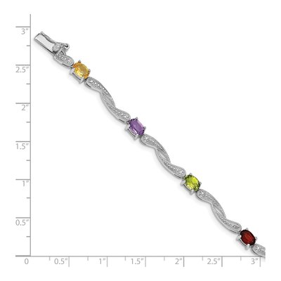 Sterling Silver Amethyst & Swiss Blue Topaz Multi-Colored Bracelet – view 4